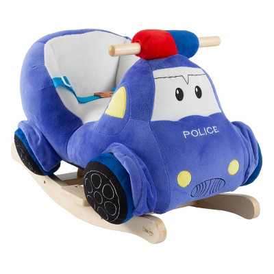 Toy Time Kids' Plush Rocking Police Car Ride-On Toy With Wooden Rockers and Realistic Sounds