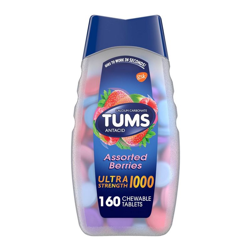 TUMS Ultra Strength Antacid Assorted Berries Chewable - 160ct, 1 of 12