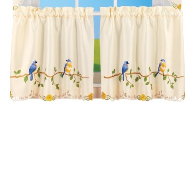 Collections Etc Beautiful Perched Songbirds Window Curtains, Single ...