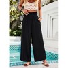Women's Casual Flowy Pleated Loose Wide Leg Pants Lightweight High Elastic Pleated Waist Trouser with Pockets - 4 of 4
