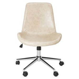 Fletcher Swivel Office Chair Beige/Chrome - Safavieh