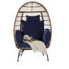 TiramisuBest Oversized Wicker Egg Chair with Cushion & Pillow, 600lbs ¨C Indoor/Outdoor for Porch/Backyard/Balcony (Dark Blue) - 4 of 4