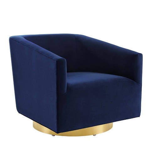 Twist Accent Lounge Swivel Chair Gold/midnight Blue - Modway : Target
