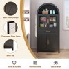 CIPACHO Black 71" Tall Arched Kitchen Pantry Cabinet, Farmhouse Storage with Glass Door & Barn Door, Adjustable Shelves for Home - 2 of 4