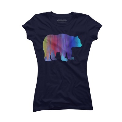 Adult Design By Humans Melting Rainbow Watercolor Bear By Maryedenoa T-Shirt