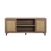 58" MDF Rattan-Door TV Stand with Adjustable Shelves, Open Storage, and Powder-Coated Steel for Living Room and Bedroom - 2 of 4