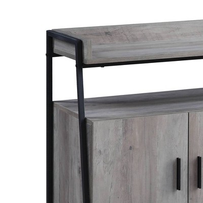 Gray Oak and Black Metal 52" TV Stand with Cabinets