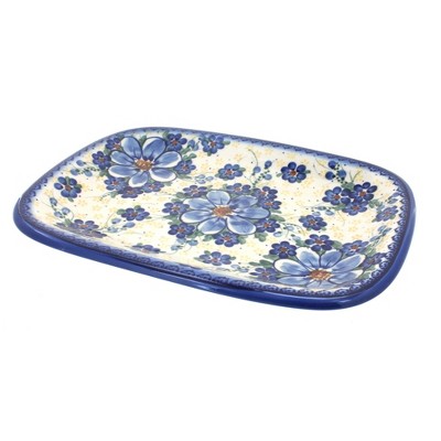 Blue Rose Polish Pottery Daisy Surprise Medium Rectangular Serving Platter