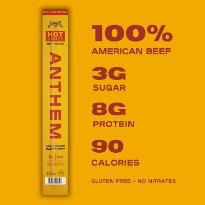 Anthem Snacks Hot Honey Beef Meat Stick - 8g Protein - 1oz/6ct
