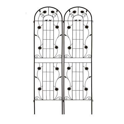 VisioGear Arbors and Trellises, 2 Pack Garden Trellis for Climbing Plants Outdoor Flower Support, Black, 86.7"*40"*0.15"