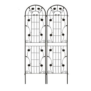 VisioGear Arbors and Trellises, 2 Pack Garden Trellis for Climbing Plants Outdoor Flower Support, Black, 86.7"*40"*0.15" - 1 of 4