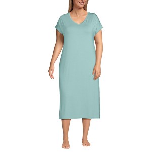 Lands' End Women's Short Sleeve Cooling Midi Nightgown - 1 of 3