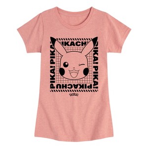 Girls' - Pokémon - Pikachu Wink Face Fitted Short Sleeve Graphic T-Shirt - 1 of 4