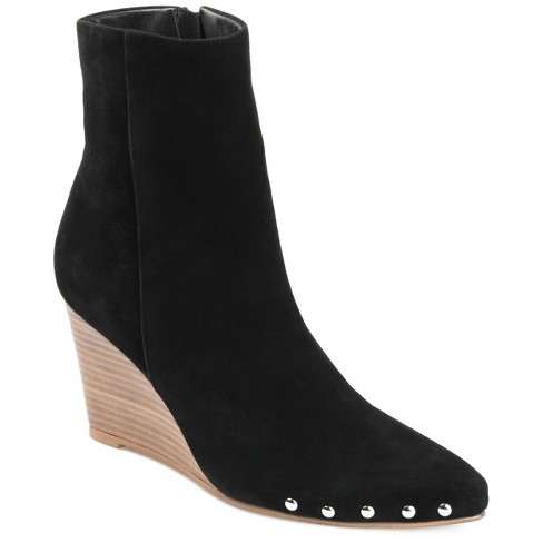 JOURNEE SIGNATURE Womens Brown Back Pull Tag Braided Comfort Carmela Almond Toe Block Heel Slip On Leather Booties M