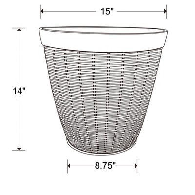 Jamaica Wicker Inspired 16" Round HDR Planter for Indoor/Outdoor