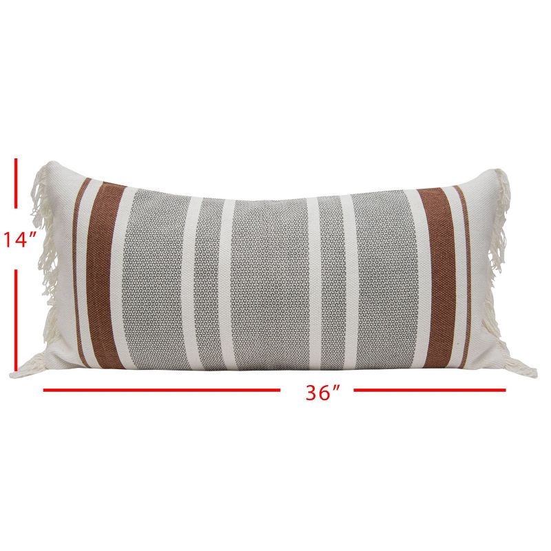 14x36 Inches Hand Woven Rust Cotton with Polyester Fill Pillow - Foreside Home & Garden, 4 of 8
