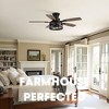 Siljoy 42 Inch Farmhouse Flush Mount Ceiling Fan with Light and Dual Blades (Remote Included 5 Blades)for Patio Bedroom and Living room - 3 of 4