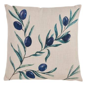 Saro Lifestyle Olive Branch Print Throw Pillow