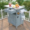YOOCOZZ Outdoor Fir Wood Rolling Grill Cart with Stainless Steel Top, Drop Leaf and Large Storage Space - 2 of 4