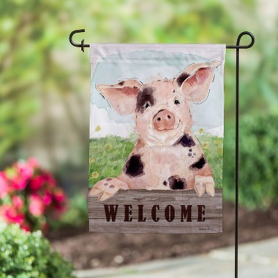 Charming Spotted Pig Suede Garden Flag 12.5" x 18"