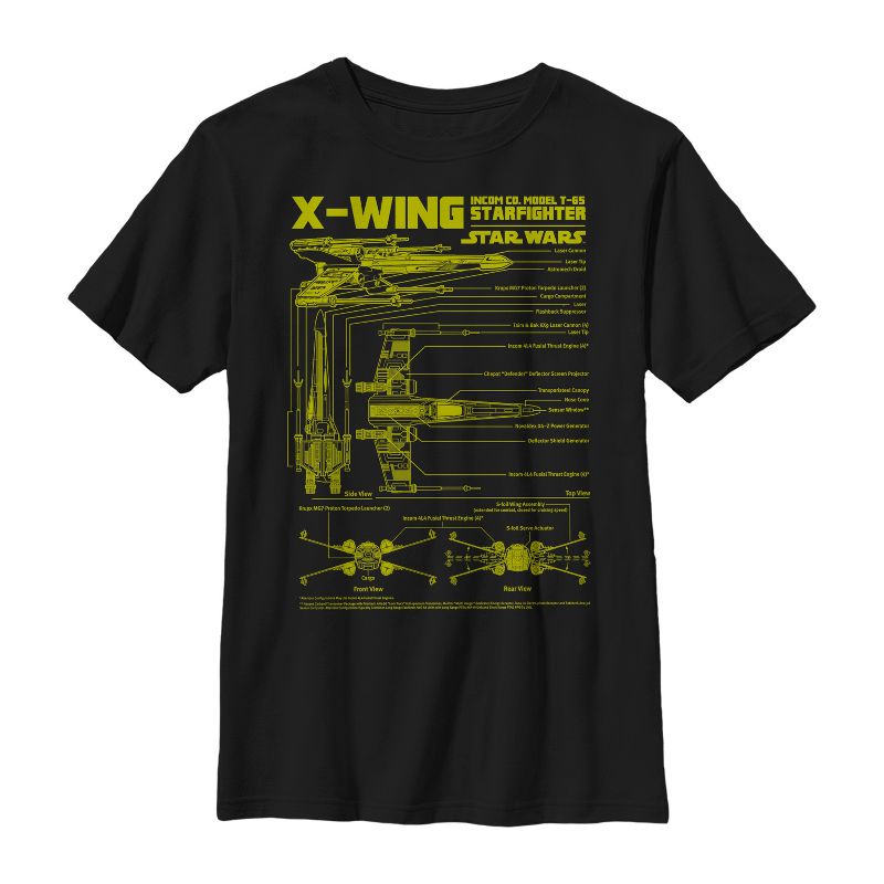 Boy's Star Wars X-Wing Schematics T-Shirt, 1 of 5