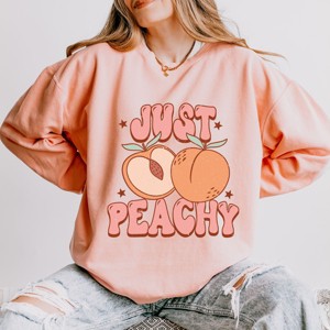 Simply Sage Market Just Peachy Colorful Peach Lightweight Garment Dyed Sweatshirt - 1 of 4