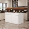 FUFU&GAGA White Kitchen Island with Glass Top Storage Solution for Closet, Bedroom, and Kitchen - 2 of 4