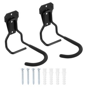 Unique Bargains Heavy Duty Garage Wall Ceiling Utility Tool Hanger Bike Hooks 2 Pcs Black 2 Holes - 1 of 4