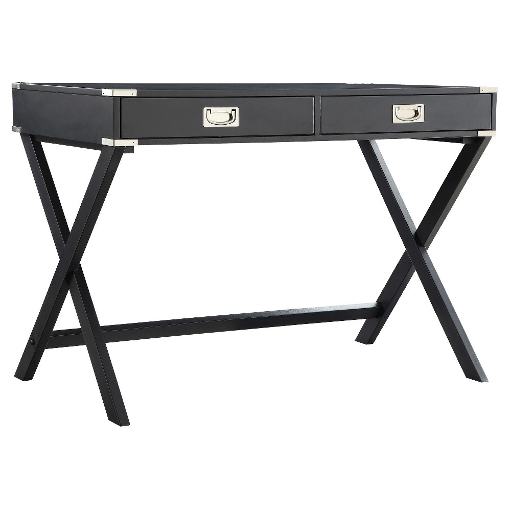 Photos - Office Desk Kenton Wood Writing Desk with Drawers Black - Inspire Q