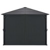 vidaXL Black Pavilion Gazebo with Curtains, Elegant Design, UV-Resistant Roof, Rust-Resistant Aluminum and Steel Frame, 4 Sidewalls, Easy to Assemble - 3 of 4