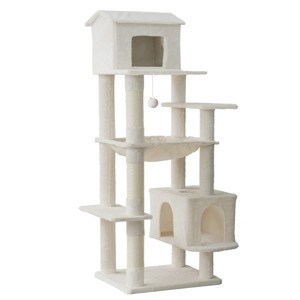 TopComfy Pet Tower Multi Level Cat Tree Unique House Design Soft Hammock Durable Scratching Posts Plush Tower for Cats, Beige, 21.7"*18.1"*64" - 1 of 4