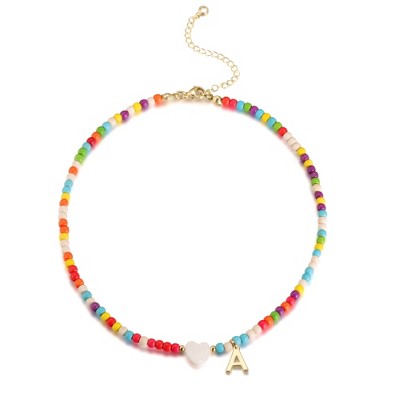 Turandoss Colorful Beaded Initial Necklaces for Girls Women, Gold Choker Necklace for Teen Girl, Teen Girl Gifts Trendy Stuff, Gifts for Girls 8-18