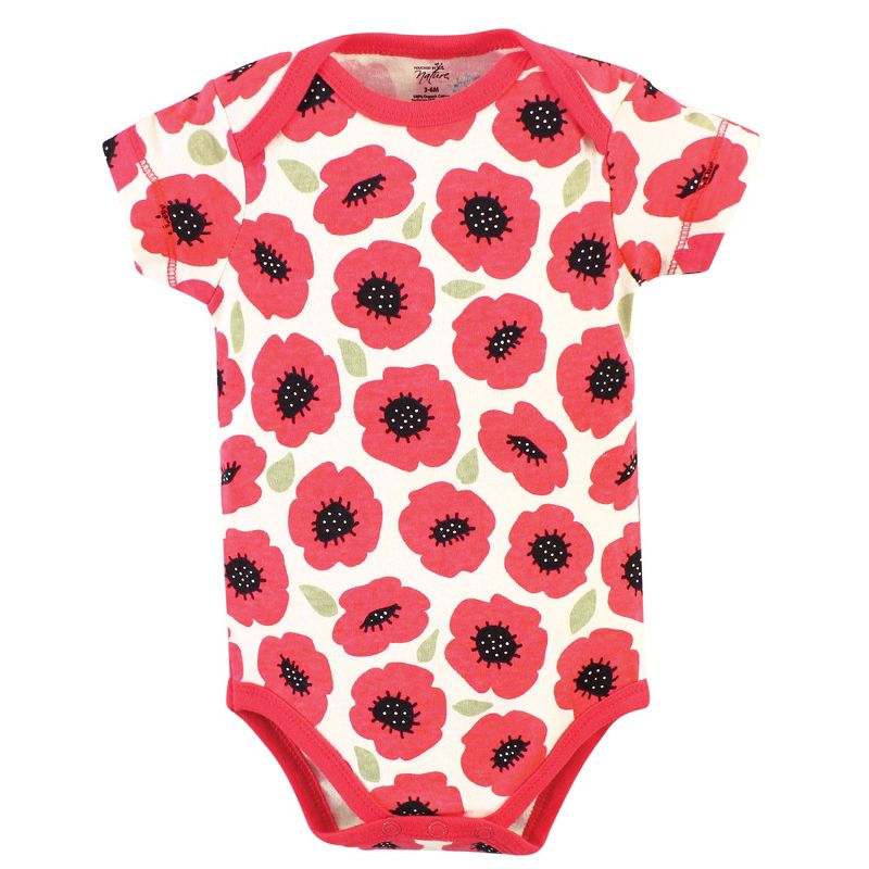 Touched by Nature Baby and Toddler Girl Organic Cotton Hoodie, Bodysuit or Tee Top, and Pant, Poppy, 4 of 6