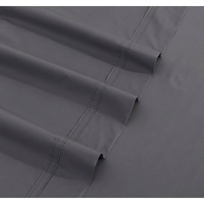 Gray Twin Cotton Percale 300 Thread Count Sheet Set