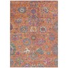 Orange Blue And Pink Floral Washable Indoor Outdoor Area Rug - 4 of 4