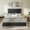NicBex Queen Platform Bed Frame with Faux Leather and Rivets,Upholstered Headboard with LED and Charging Station,No Box Spring Needed,Black - 2 of 4