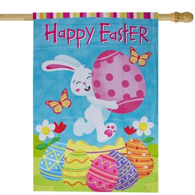 Pink Polyester Easter Bunny Garden Yard Banner 40" x 28"