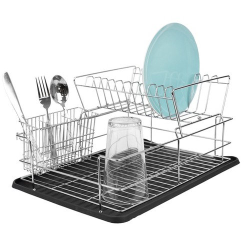 Home Basics Deluxe 2 Tier Dish Rack, Black