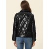INSPIRE CHIC Women's Holographic Shiny Zipper Metallic Down Puffer Jacket - 4 of 4