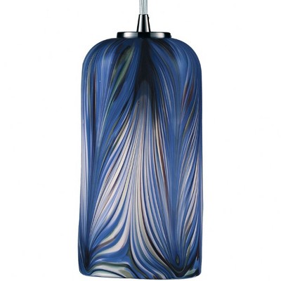 Molten Ocean Glass 1-Light Mini Pendant in Satin Nickel