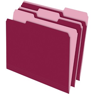 Pendaflex Two-Tone File Folder, Letter Size, 1/3 Cut Tabs, Burgundy, Pack of 100 - 1 of 1