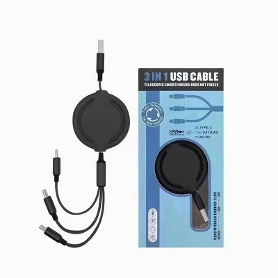 Boersma Multi Charging Cable 3Pack 4FT, 3-in-1 Fast Charging Braided Cord C Universal USB Charger Cable Compatible with iPhone, Micro USB, Black