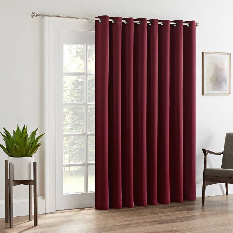 1pc 84&#34;x100&#34; Room Darkening Tricia Curtain Panel Red - Eclipse, 1 of 13