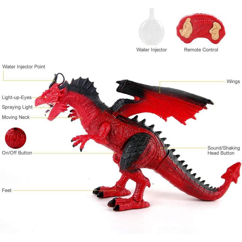 Contixo DR3 RC Dragon Dinosaur Toy -Walking Robot Dinosaur Toy with Light Up Roaring & Spraying Effect for Kids, 4 of 20
