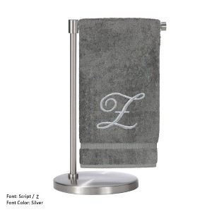 BC BARE COTTON Monogrammed Bath Towel, Personalized Gift, 27 x 54 inches - Set of 2 - Gray - Silver Script - 1 of 1