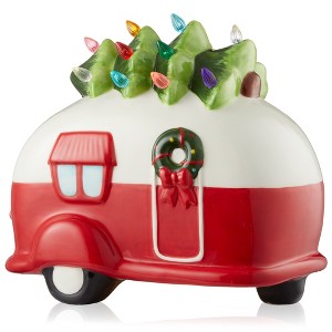 Casafield Hand Painted Ceramic Decor, Pre-Lit Nostalgic Vintage Christmas Tabletop Decor - 1 of 4