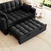 AENKYO Modern Velvet Loveseat Sleeper Sofa, Convertible Pull-Out Bed with Pillows & Side Pockets, Space Saving for Apartment - 2 of 4