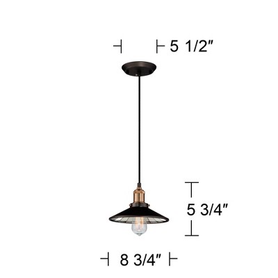 Emile 12" Bronze and Brass Mini Pendant with LED Edison Bulb