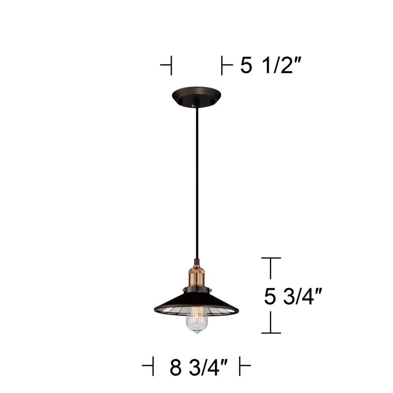 Franklin Iron Works Emile Oil Rubbed Bronze Brass Mini Pendant 8 3/4" Wide Industrial LED Fixture for Dining Room House Foyer Kitchen Island Entryway, 4 of 10