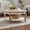 Racxily Round Wood Coffee Table with Glass Top, Circle Center Table & Removeable Tempered Glass top, Cocktail Table for Living Room , Home - 3 of 4